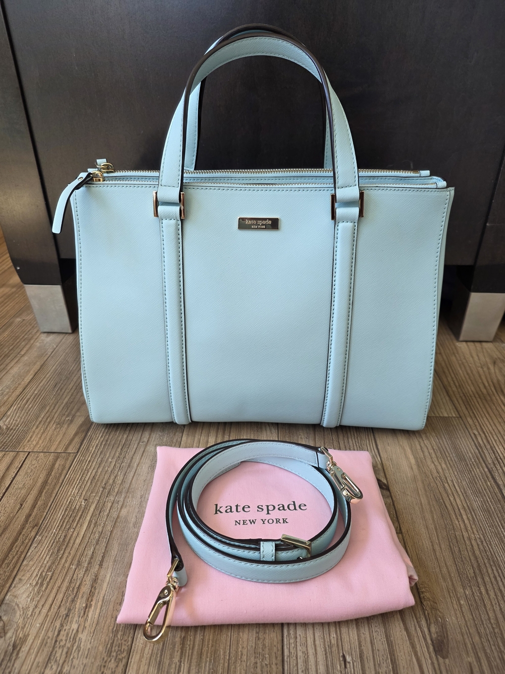 kate spade Light Blue Leather Tote Bag